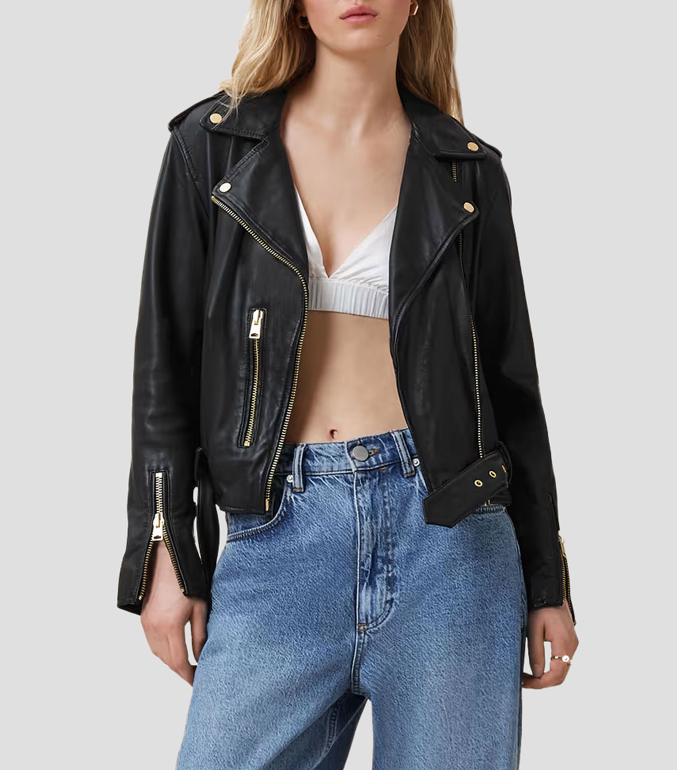 Chamarra Biker en piel Mujer